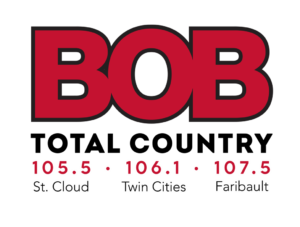 BOB Total Country 105.5 St. Cloud, 106.1 Twin Cities, 107.5 Faribault radio station logo