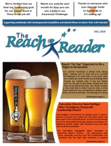 Reach Reader newsletter cover showing two glasses of beer and two articles