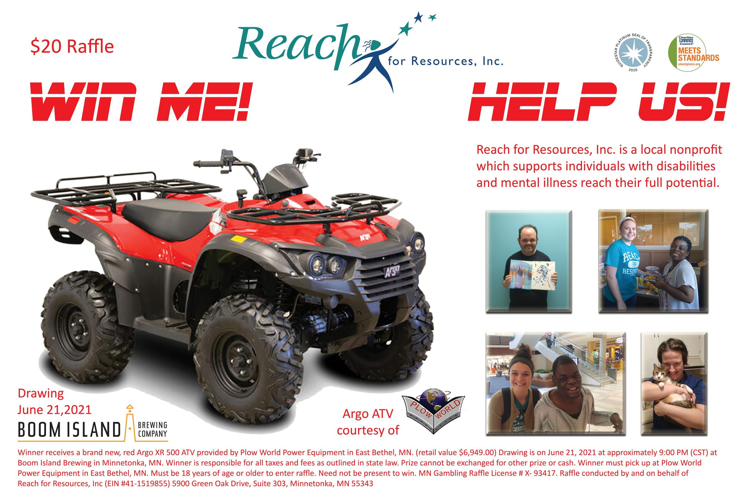 ATV Raffle Small Sign Win an Argo XR 500 ATV