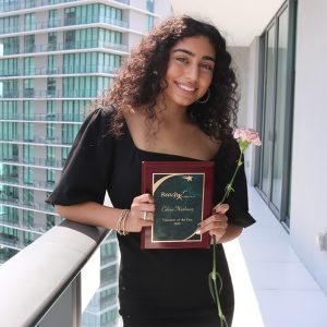 Celine with her award.
