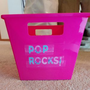 Pop Rocks bin in pink.