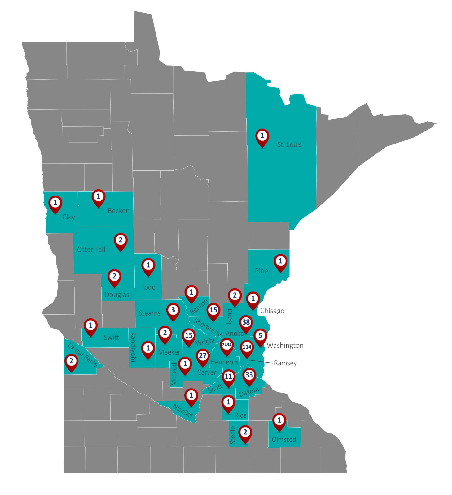 Website Individuals Supported per county
