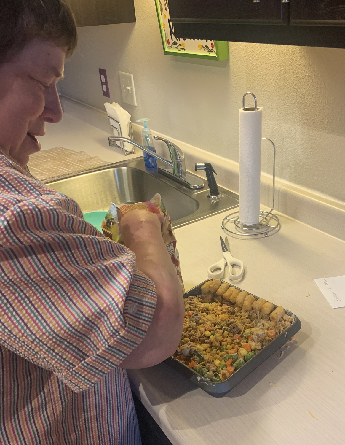 Natalie tatortophotdish Natalie cooks tator tot hotdish semi-independent Living Skills SILS Reach for Resources