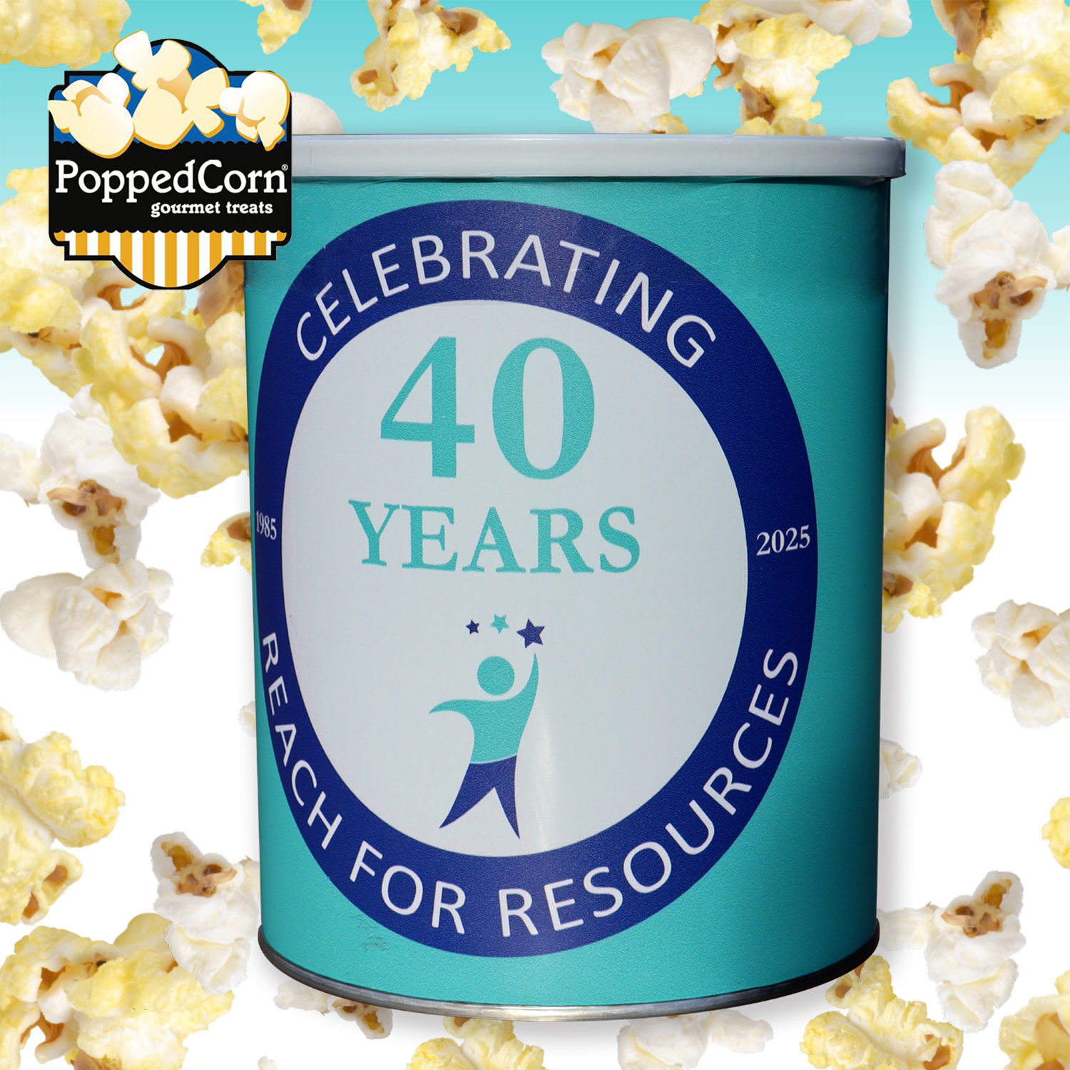 Poppedcorn Flyer 2025 copy Celebrate 40 years of Reach with a special limited edition popcorn tin from PoppedCorn for just $30 and includes Vegas mix.