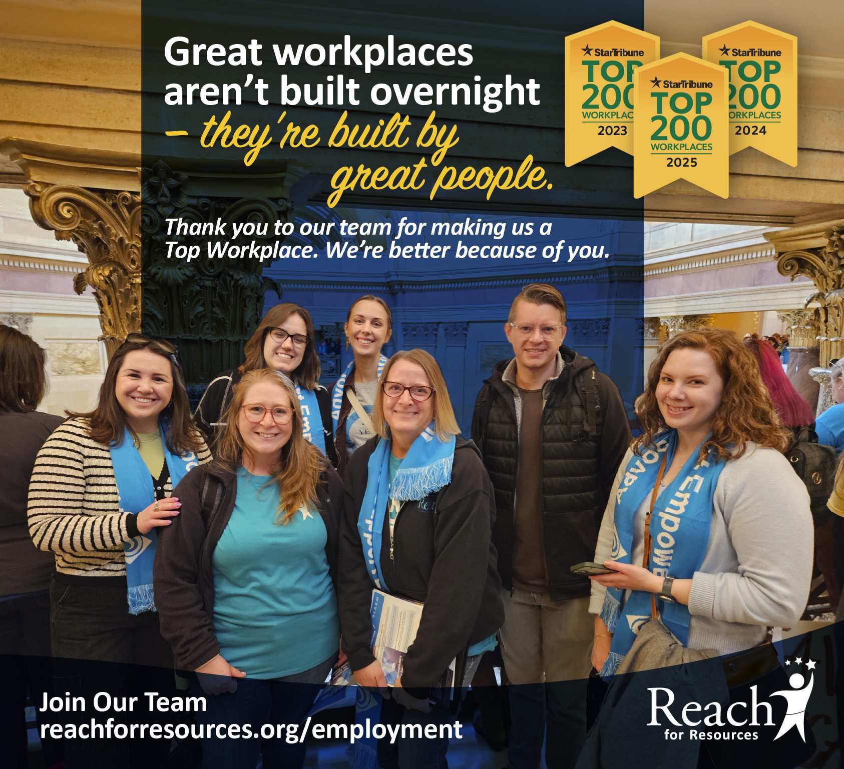 Star Tribune Top Workplaces 2025-PRINT Reach for Resources is a 3 time top workplace in minnesota by the Minnesota Star Tribune.