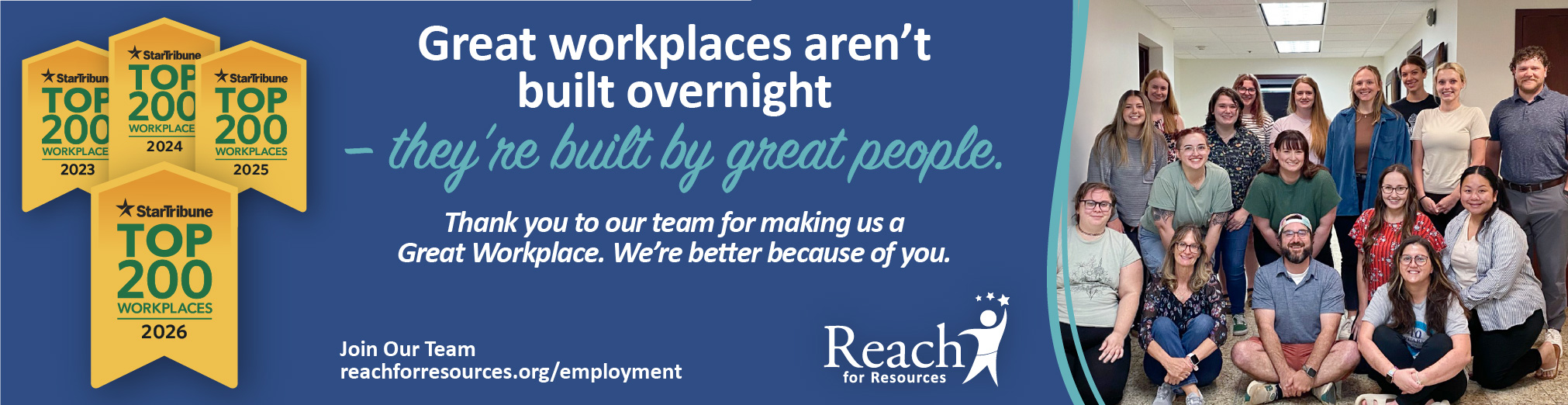 Reach for Resources is a Star Tribune Top Workplace in 2026.